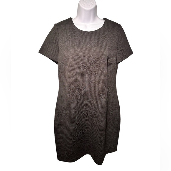 NWT Calvin Klein Black Dress Rose Embossed Gold Zippered Women’s Size 10 Classy - Picture 3 of 12